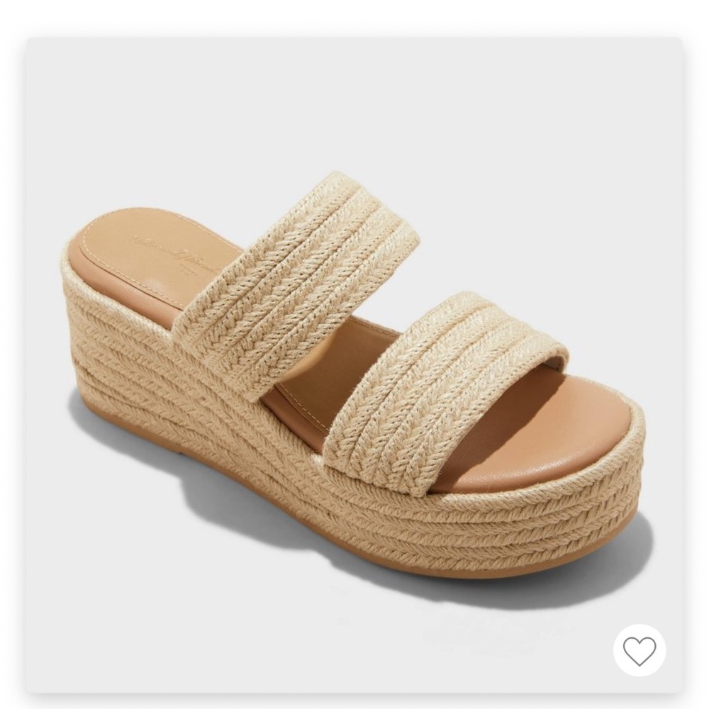 Universal Thread Kaylie jute two band wedge heels memory foam insole slip on